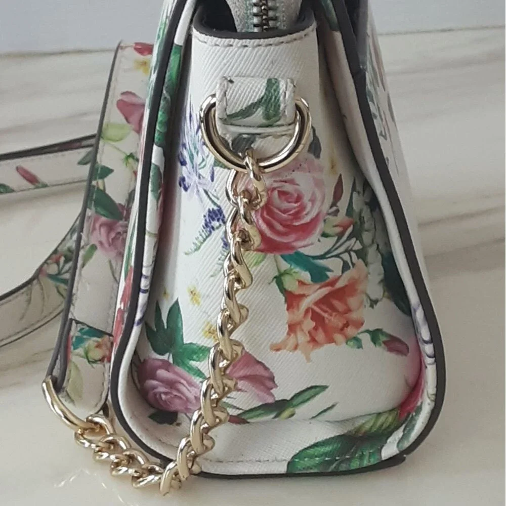 STEVE MADDEN Textured Faux Leather Summer Floral Crossbody Bag